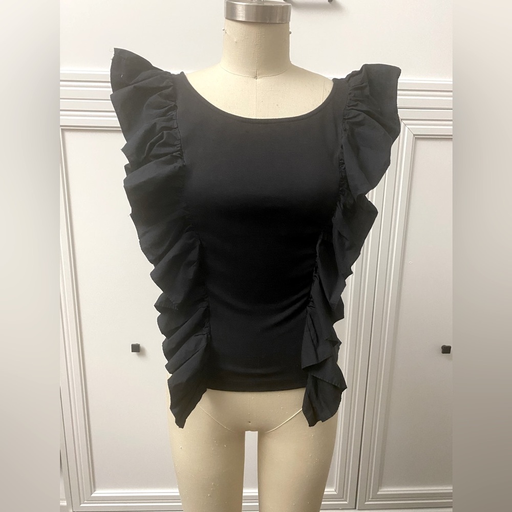 ANTHROPOLOGY - MAEVE RUFFLE-BOARDER TOP : size L